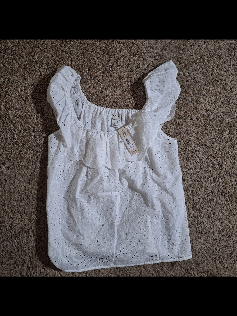 Ariat Coquette Eyelet Sleeveless Top White NWT Size XS Bohemian